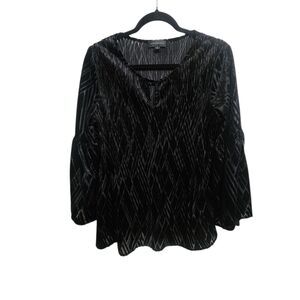 Investments Top L Black Burnout Velvet Bell Sleeve Whimsigoth Work Office